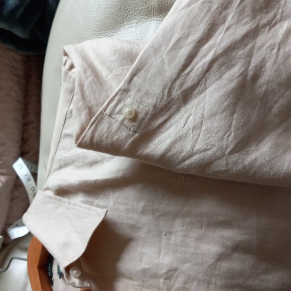 Ralph Lauren Tan 100% Linen Long Sleeve Blouse Excellent Condition Big &Talla - Picture 10 of 10